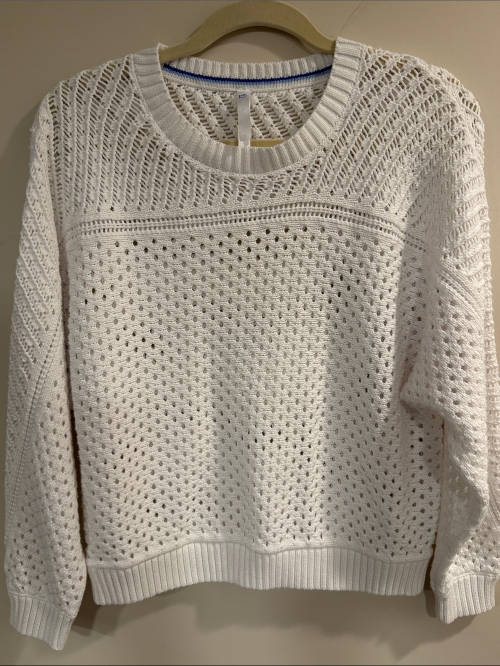 Southern Tide White Open-Weave Crewneck Sweater